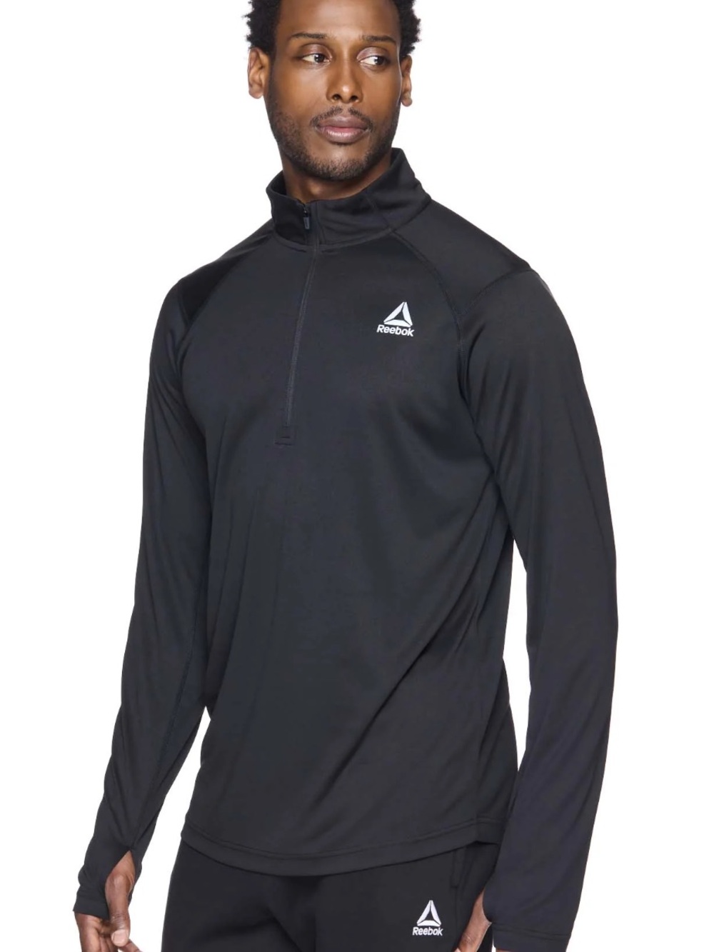 Reebok Black Men's Lightweight Quarter-Zip Training Top